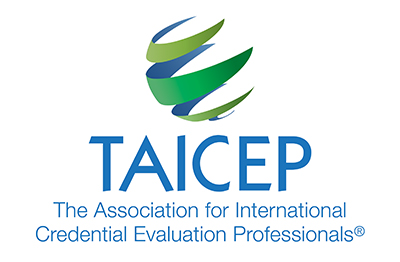 TAICEP logo with green and blue abstract design, standing for The Association for International Credential Evaluation Professionals.